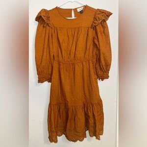 Universal Thread Burnt Orange Eyelet Ruffle Dress